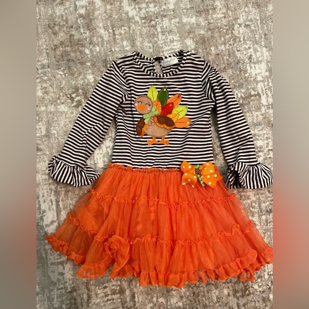 Emily Rose Festive Turkey Dress with Orange Tutu size 6